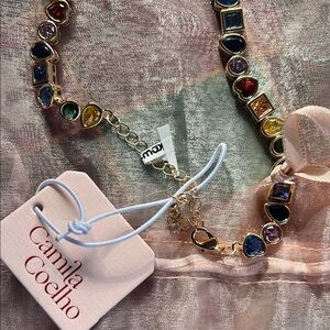 Camila Coelho Gold tone Necklace with Multicolor Stones